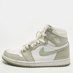 Pre Owned Air Jordans Jordan 1 Retro OG Seafoam Size 38 Green/White Nubuck and Leather High Top Sneakers