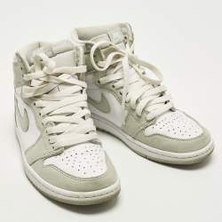 Pre Owned Air Jordans Jordan 1 Retro OG Seafoam Size 38 Green/White Nubuck and Leather High Top Sneakers