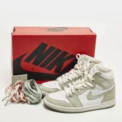 Pre Owned Air Jordans Jordan 1 Retro OG Seafoam Size 38 Green/White Nubuck and Leather High Top Sneakers