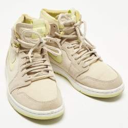 Pre Owned Air Jordans Jordan 1 Zoom Air CMFT Lemon Twist Size 38 Beige/Yellow Suede and Rubber High Top Sneakers