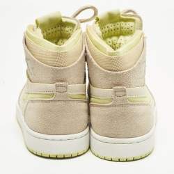 Pre Owned Air Jordans Jordan 1 Zoom Air CMFT Lemon Twist Size 38 Beige/Yellow Suede and Rubber High Top Sneakers