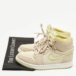 Pre Owned Air Jordans Jordan 1 Zoom Air CMFT Lemon Twist Size 38 Beige/Yellow Suede and Rubber High Top Sneakers