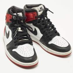 Pre Owned Air Jordans Jordan 1 Black Toe Size 37.5 Multicolor Leather and Satin High Top Sneakers
