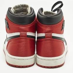 Pre Owned Air Jordans Jordan 1 Black Toe Size 37.5 Multicolor Leather and Satin High Top Sneakers