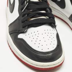 Pre Owned Air Jordans Jordan 1 Black Toe Size 37.5 Multicolor Leather and Satin High Top Sneakers