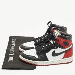 Pre Owned Air Jordans Jordan 1 Black Toe Size 37.5 Multicolor Leather and Satin High Top Sneakers