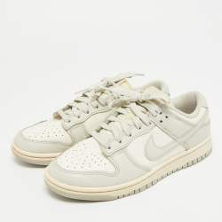 Pre Owned Air Jordans Jordan 1 Size 38.5 White/Grey Leather Nike Dunk Low Nike Dunk Low Light Bone Lace Up Sneakers