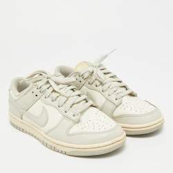 Pre Owned Air Jordans Jordan 1 Size 38.5 White/Grey Leather Nike Dunk Low Nike Dunk Low Light Bone Lace Up Sneakers