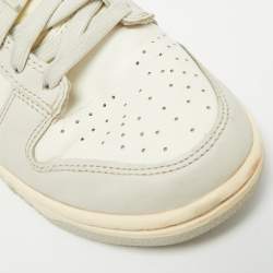Pre Owned Air Jordans Jordan 1 Size 38.5 White/Grey Leather Nike Dunk Low Nike Dunk Low Light Bone Lace Up Sneakers