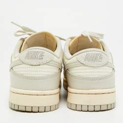 Pre Owned Air Jordans Jordan 1 Size 38.5 White/Grey Leather Nike Dunk Low Nike Dunk Low Light Bone Lace Up Sneakers