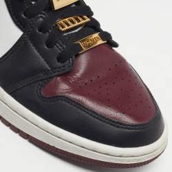 Pre Owned Air Jordans Air Jordan 1 Size 39 Tricolor Leather Mid SE Dark Beetroot High Top Sneakers