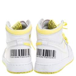 Pre Owned Air Jordan White Leather 1 Retro High First Class Flight High Top Sneakers Size 38.5