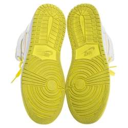 Pre Owned Air Jordan White Leather 1 Retro High First Class Flight High Top Sneakers Size 38.5