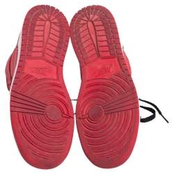 Pre Owned Air Jordan Red/Black Leather 1 Retro High Top Sneakers Size 38.5