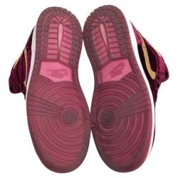 Pre Owned Air Jordans 1 Retro Night Maroon Velvet Heiress Sneakers (GS) Size 38