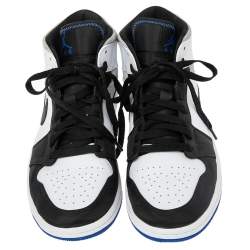 Pre Owned Air Jordans Multicolor Suede and Leather Jordan 1 Mid Royal Black Toe Sneakers Size 42
