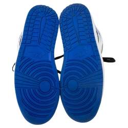 Pre Owned Air Jordans Multicolor Suede and Leather Jordan 1 Mid Royal Black Toe Sneakers Size 42