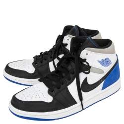 Pre Owned Air Jordans Multicolor Suede and Leather Jordan 1 Mid Royal Black Toe Sneakers Size 42