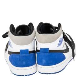 Pre Owned Air Jordans Multicolor Suede and Leather Jordan 1 Mid Royal Black Toe Sneakers Size 42