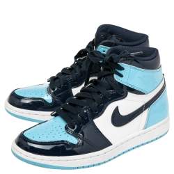 Air Jordans 2 Tone Patent Leather Jordan 1 UNC High Top Sneakers Size 37.5