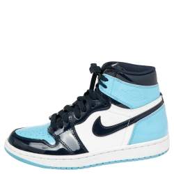 Air Jordans 2 Tone Patent Leather Jordan 1 UNC High Top Sneakers Size 37.5