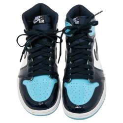 Air Jordans 2 Tone Patent Leather Jordan 1 UNC High Top Sneakers Size 37.5