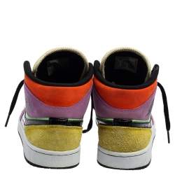 Pre Owned Air Jordan Multicolor Leather and Suede Lightbulb Jordan 1 MID SE Sneakers Size 41