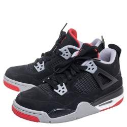 Pre Owned Air Jordan Black Nubuck Leather 4 Retro Sneaker Size 36.5