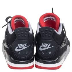 Pre Owned Air Jordan Black Nubuck Leather 4 Retro Sneaker Size 36.5