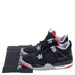 Pre Owned Air Jordan Black Nubuck Leather 4 Retro Sneaker Size 36.5