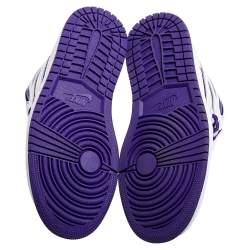 Pre Owned Air Jordan 1 White/Purple Leather Retro High OG Court Sneakers Size 38.5