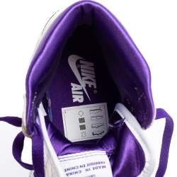 Pre Owned Air Jordan 1 White/Purple Leather Retro High OG Court Sneakers Size 38.5
