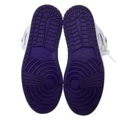 Pre Owned Air Jordan White/Purple Leather Retro High Court Sneakers Size 39