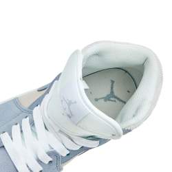 Air Jordan Light Blue/Cream Suede And Leather Jordan 1 Retro High Sneakers Size 41