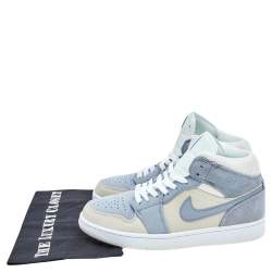 Air Jordan Light Blue/Cream Suede And Leather Jordan 1 Retro High Sneakers Size 41