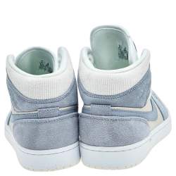 Air Jordan Light Blue/Cream Suede And Leather Jordan 1 Retro High Sneakers Size 41