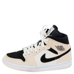 Air Jordan White/Black Nubuck Leather Retro High Top Sneakers Size 40