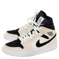 Air Jordan White/Black Nubuck Leather Retro High Top Sneakers Size 40