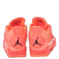 Pre Owned Air Jordan x Off White Pink Fabric And Rubber 4 Retro Sail Sneakers Size 38