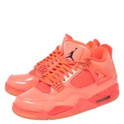 Pre Owned Air Jordan x Off White Pink Fabric And Rubber 4 Retro Sail Sneakers Size 38