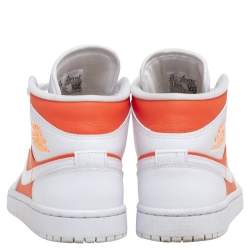 Air Jordan Orange/White Leather Mid SE Bright Citrus Sneakers Size 37.5