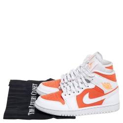 Air Jordan Orange/White Leather Mid SE Bright Citrus Sneakers Size 37.5