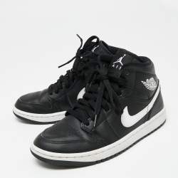 Pre Owned Air Jordan x Nike Black/White Leather Air Jordan 1 Retro High Yin Yang Sneakers Size 38.5