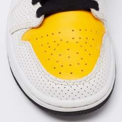 Pre Owned Air Jordan 1 Mid Nike Multicolor Laser Leather High Top Sneakers Size 37.5