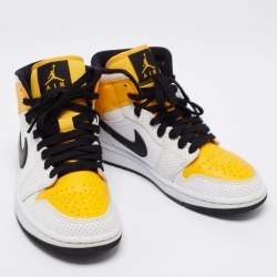 Pre Owned Air Jordan 1 Mid Nike Multicolor Laser Leather High Top Sneakers Size 37.5