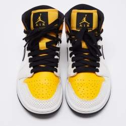 Pre Owned Air Jordan 1 Mid Nike Multicolor Laser Leather High Top Sneakers Size 37.5