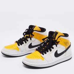 Pre Owned Air Jordan 1 Mid Nike Multicolor Laser Leather High Top Sneakers Size 37.5