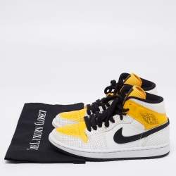 Pre Owned Air Jordan 1 Mid Nike Multicolor Laser Leather High Top Sneakers Size 37.5