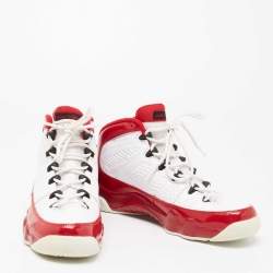 Pre Owned Air Jordan 9 Gym Red/White Patent and Leather Retro Mid-Top Sneakers Size 38.5