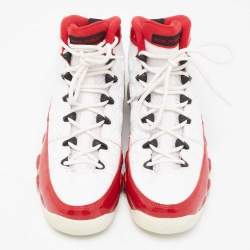 Pre Owned Air Jordan 9 Gym Red/White Patent and Leather Retro Mid-Top Sneakers Size 38.5
